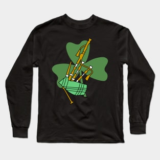 Bagpipe Shamrock Long Sleeve T-Shirt